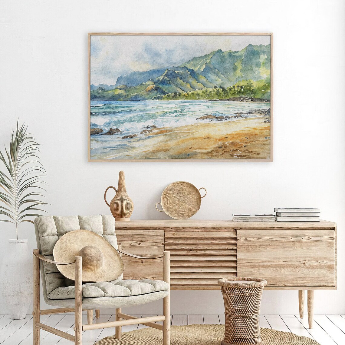 Kauai Na Pali Watercolor Art Print, Hawaii Coast - Image 5