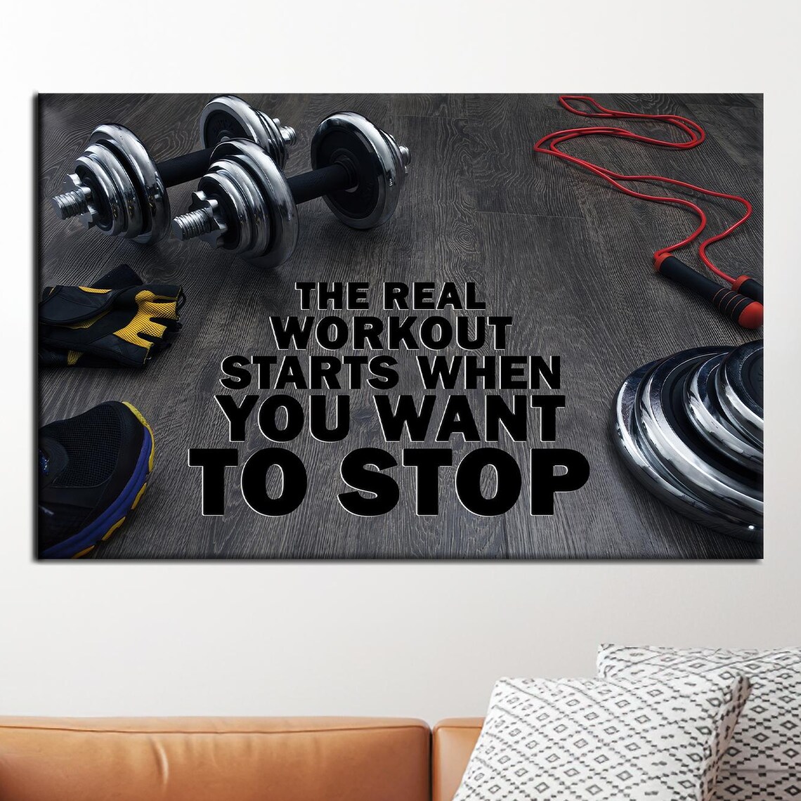 Real Workout Starts When You Want To Stop Gym Motivational Quote Poster