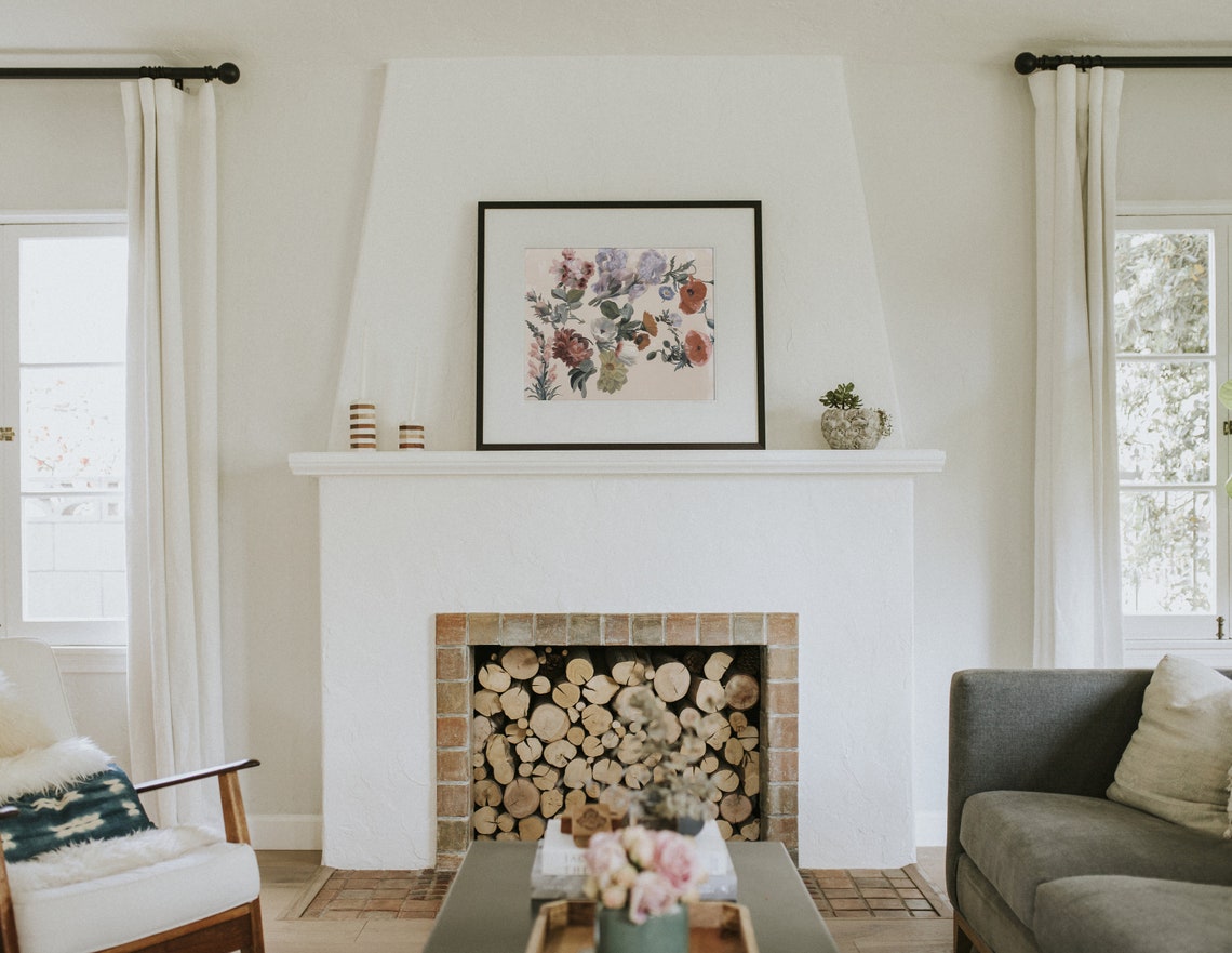 Vintage Flower Still Life Art Print, Rustic Cottage - Image 2