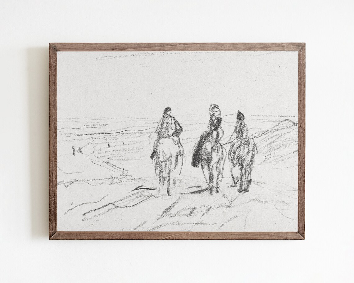 Figure Art Vintage Sketch, Rustic Abstract Line Art