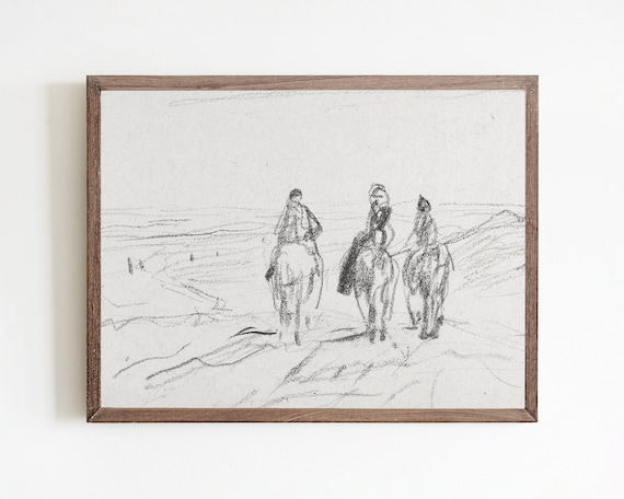 Figure Art Vintage Sketch, Rustic Abstract Line Art
