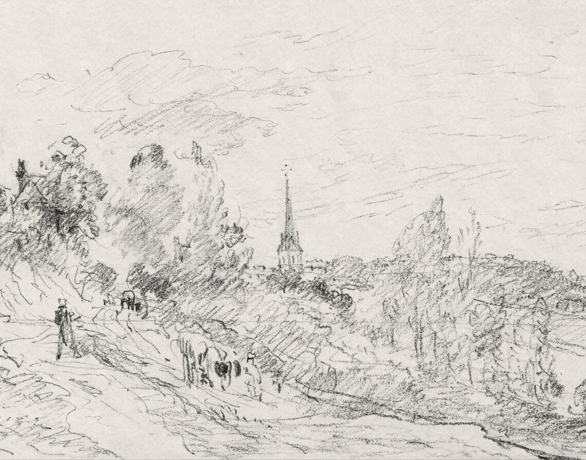 Vintage Etching Landscape Art Print, Country Decor - Image 3