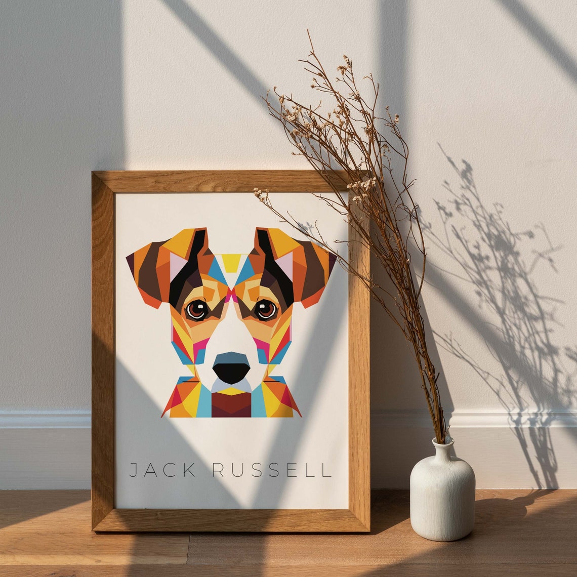 Jack Russell Terrier Geometric Pop Art Colorful Dog Portrait Wall Art - Image 3