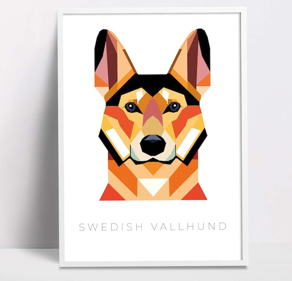 Swedish Vallhund Geometric Pop Art Print Pet Dog Wall Art Prints Printable Art Dog Poster Print