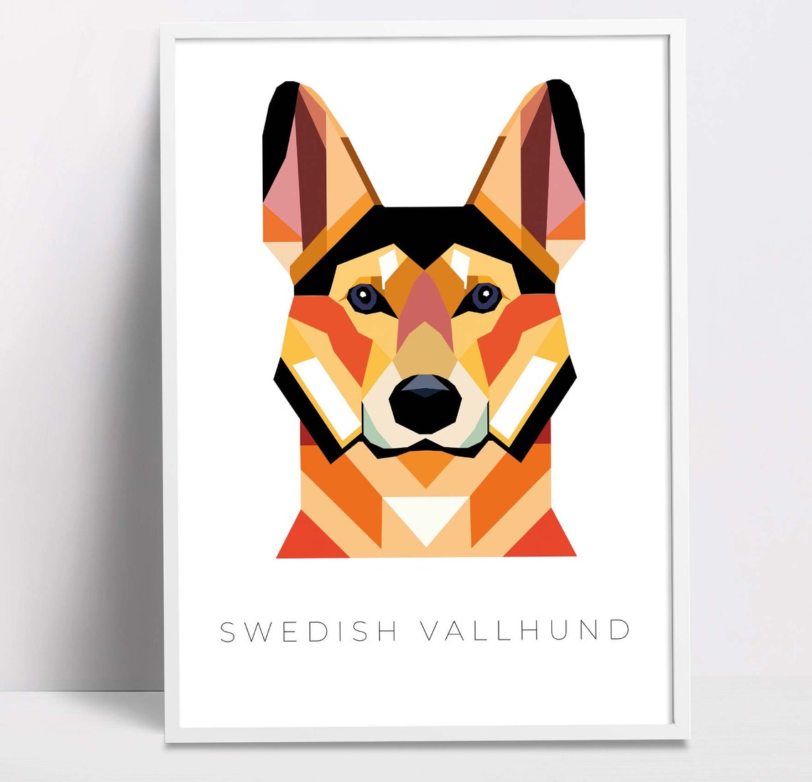 Swedish Vallhund Geometric Pop Art Modern Dog Breed Wall Poster