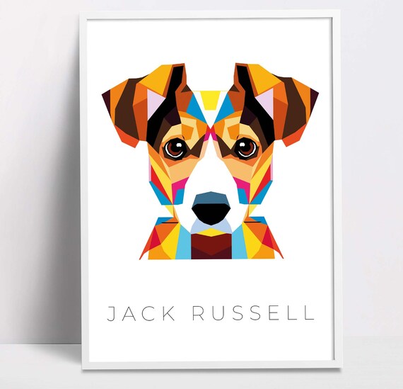 Jack Russell Geometric Pop Art Print Pet Dog Wall Art Prints Printable Wall Art Dog Poster Print Art