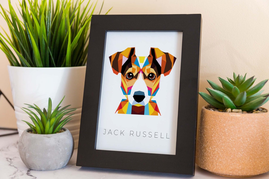 Jack Russell Terrier Geometric Pop Art Colorful Dog Portrait Wall Art - Image 2
