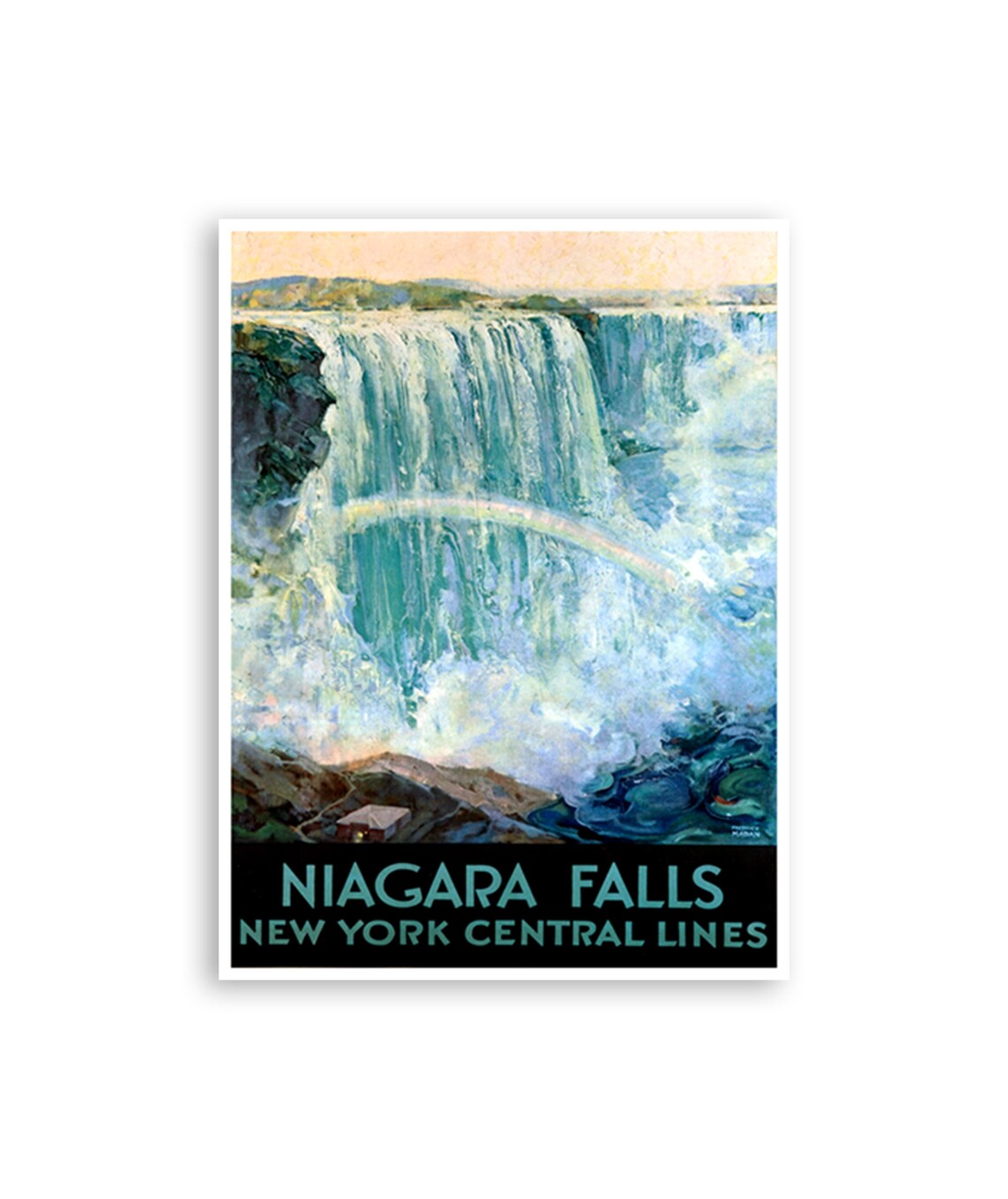 Niagara Falls Rainbow New York Central Lines Vintage Travel Poster