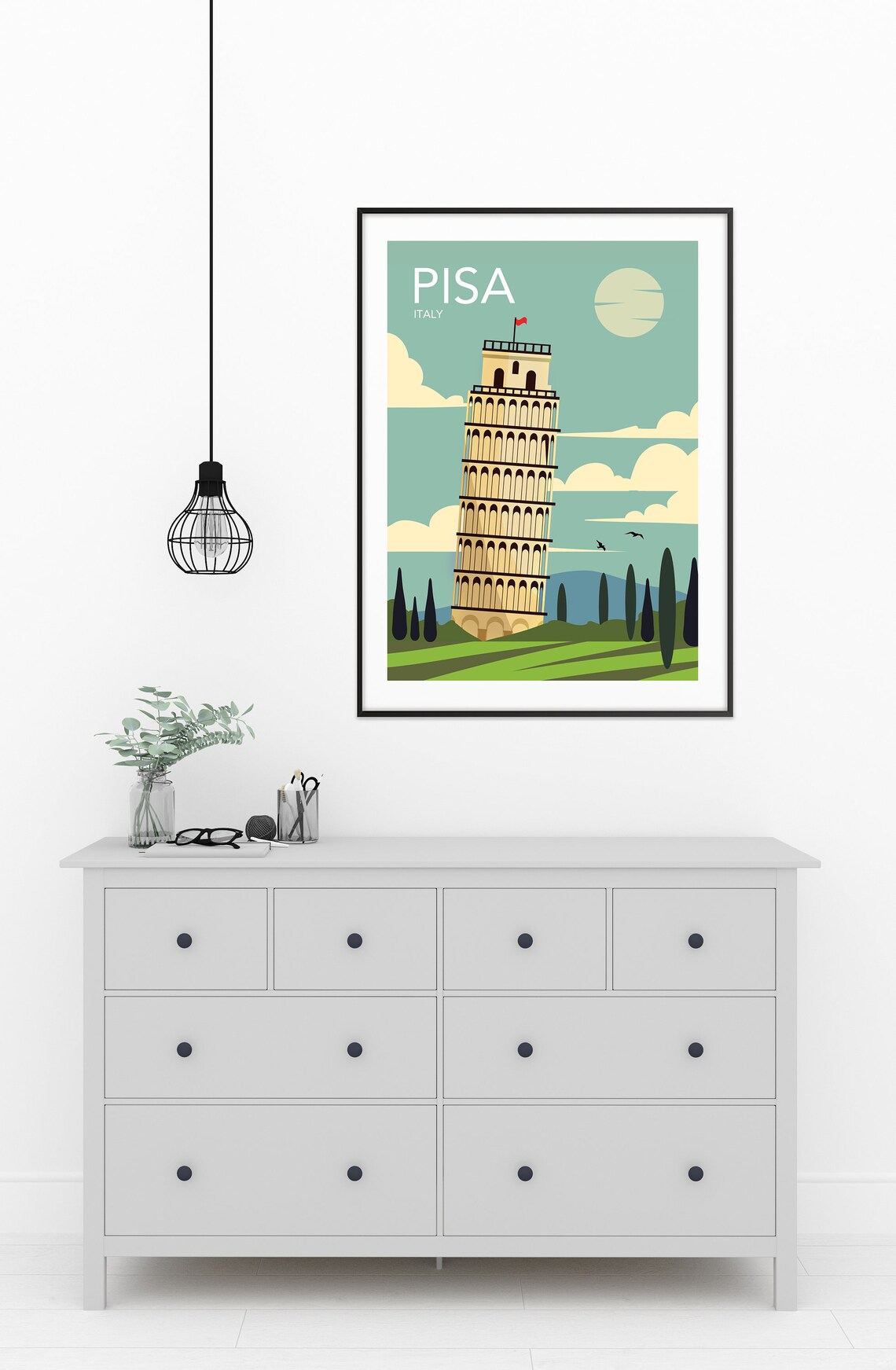 Pisa Retro Travel Poster, Italy City Art Print - Image 2