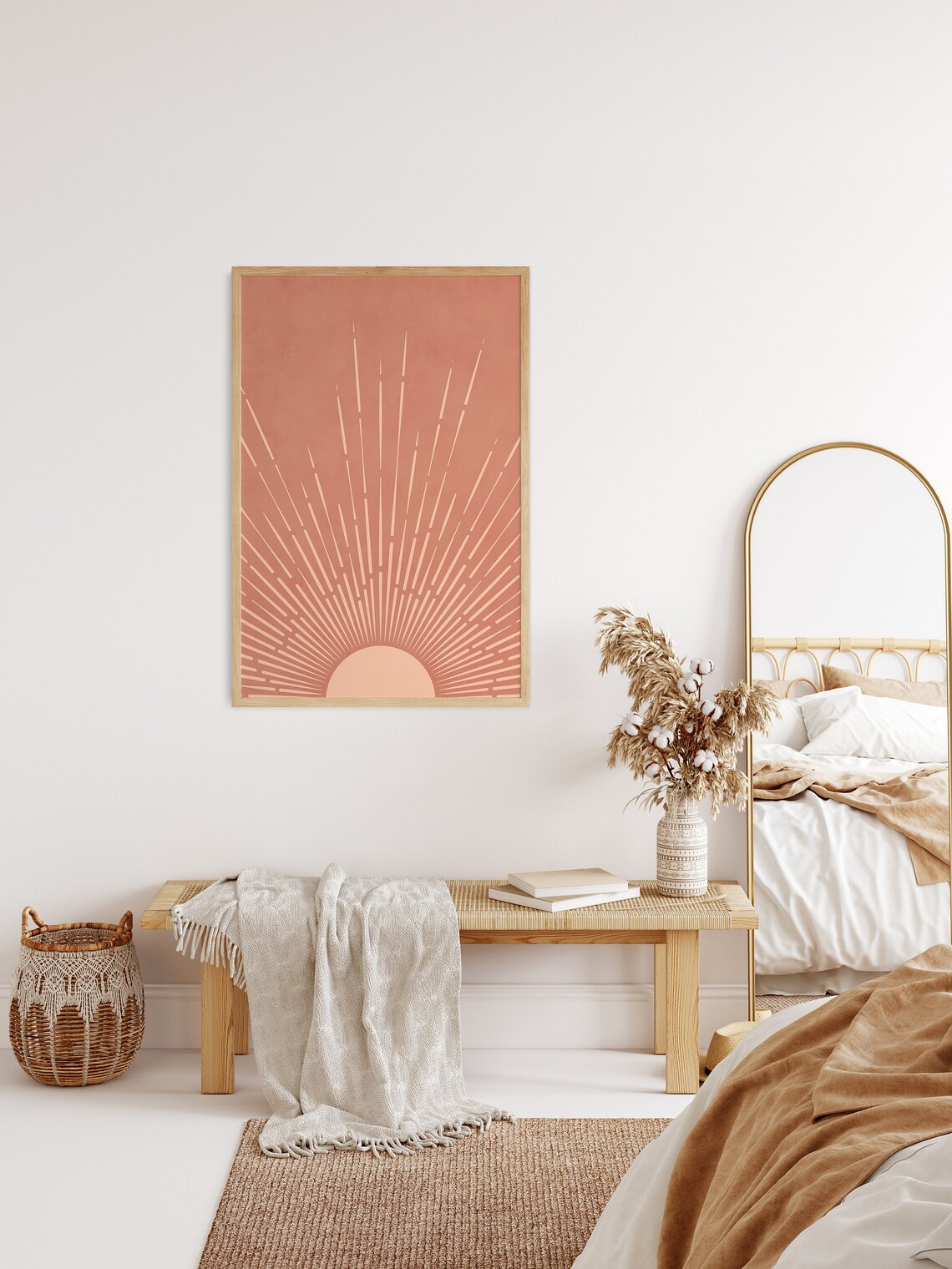 Boho Sun Terracotta Poster, Retro Abstract Art Print - Image 2