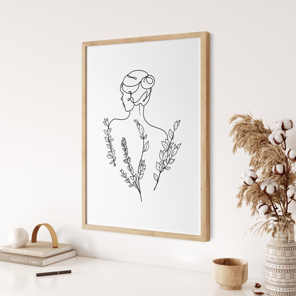 Woman Back Line Drawing Floral Botanical Minimalist Art Poster - Image 3