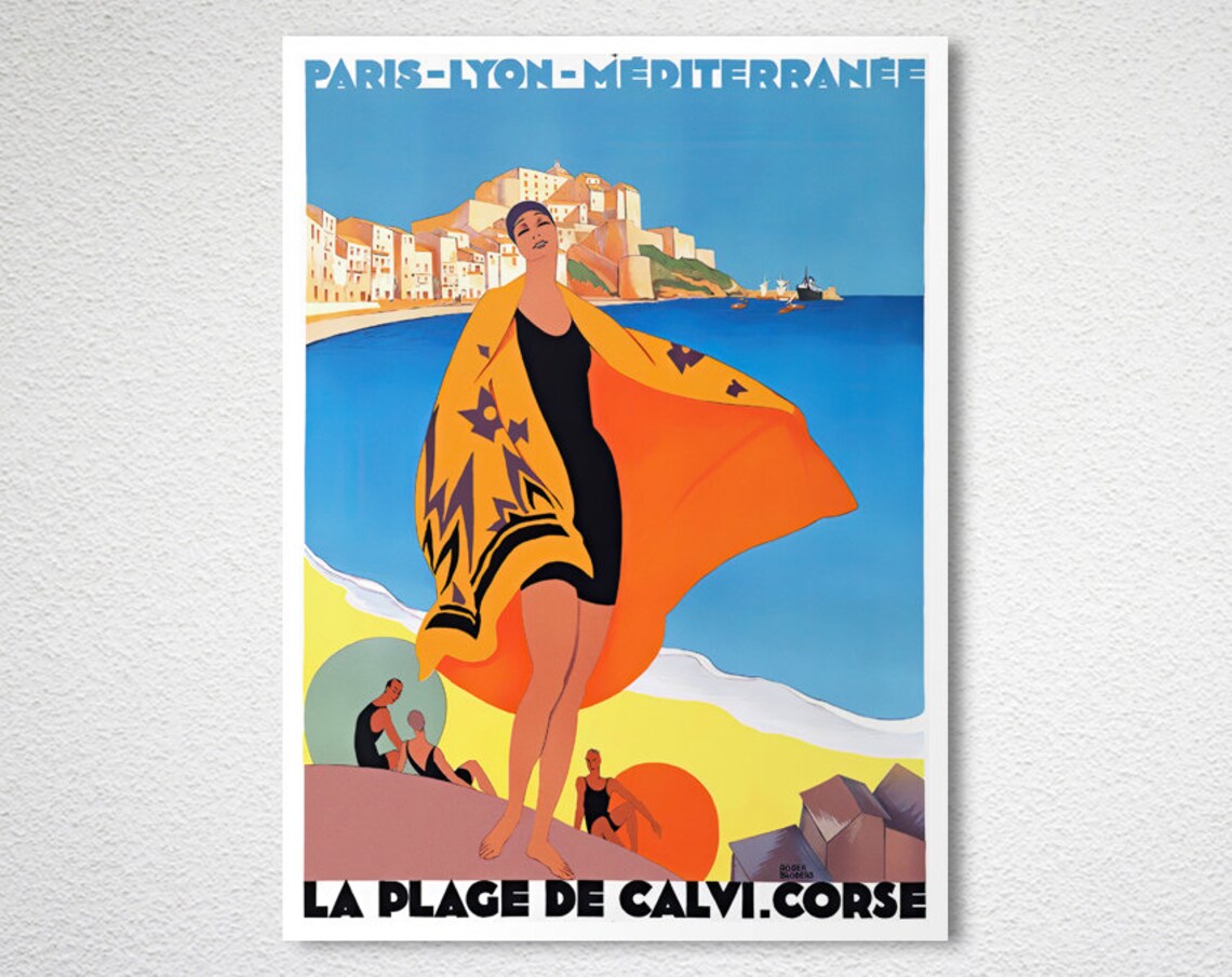 La Plage De Calvi Corsica Vintage Travel Poster - Image 2