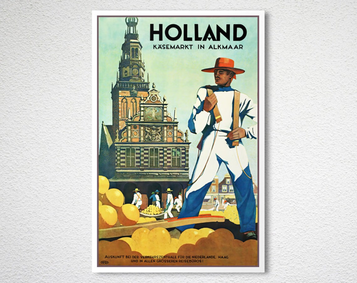 Holland Kasemarkt in Alkmaar Vintage Dutch Travel Poster Cheese Market - Image 2