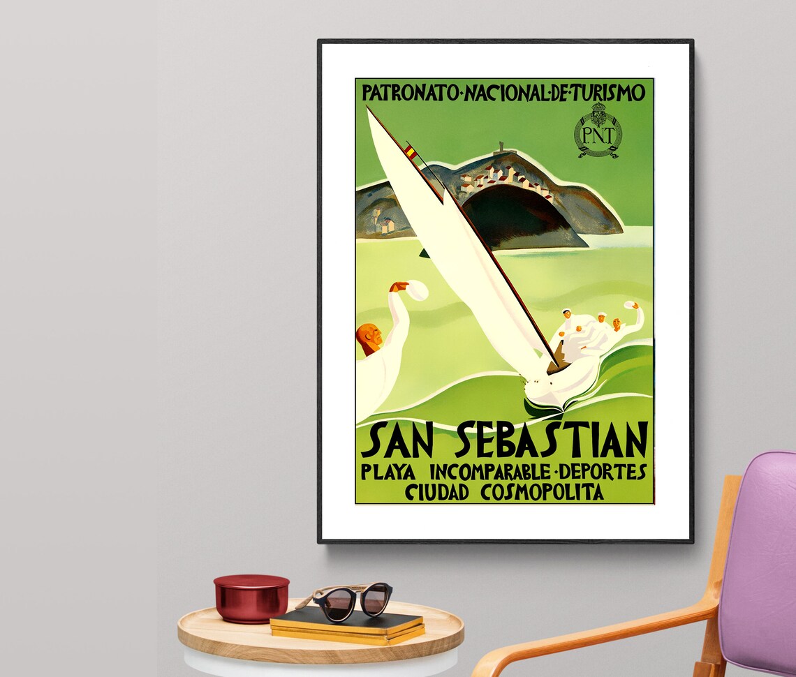 San Sebastian Playa Incomarable Spain Vintage Travel Poster