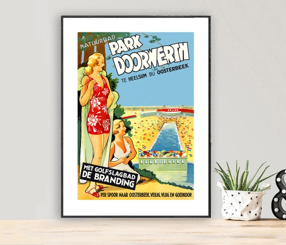 Natuurbad Park Doorwerth Holland Vintage Travel Poster Poster Paper Or Print Gift Idea