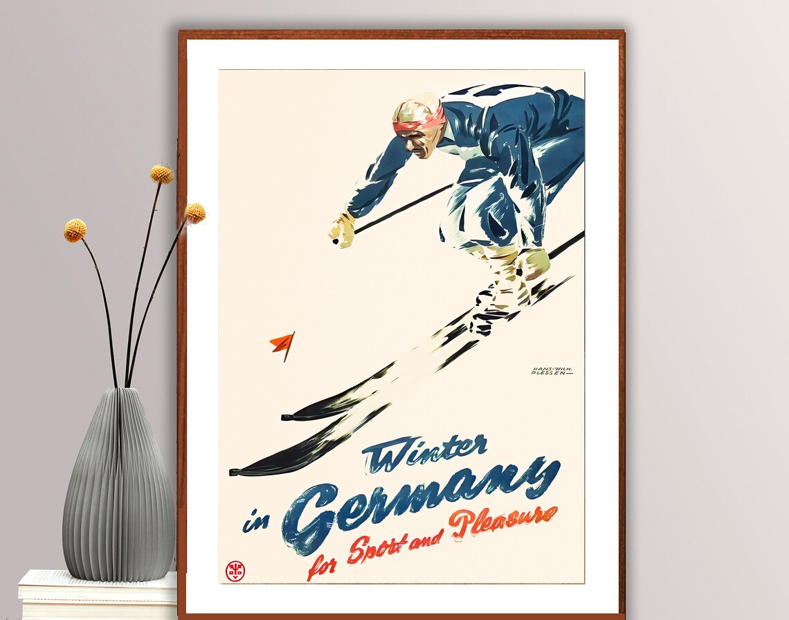 Winter in Germany for Sport and Pleasure Vintage Ski Racing Poster