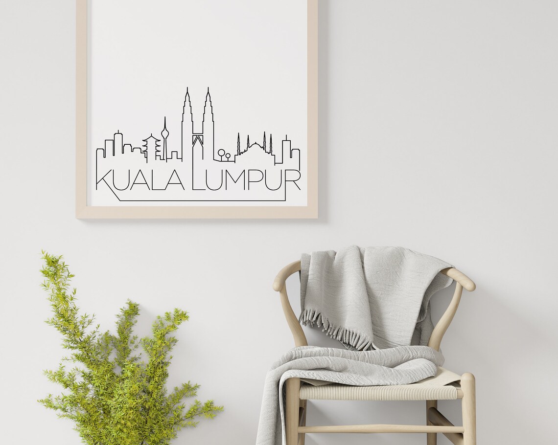 Kuala Lumpur Petronas Twin Towers Minimalist Skyline Line Art Poster