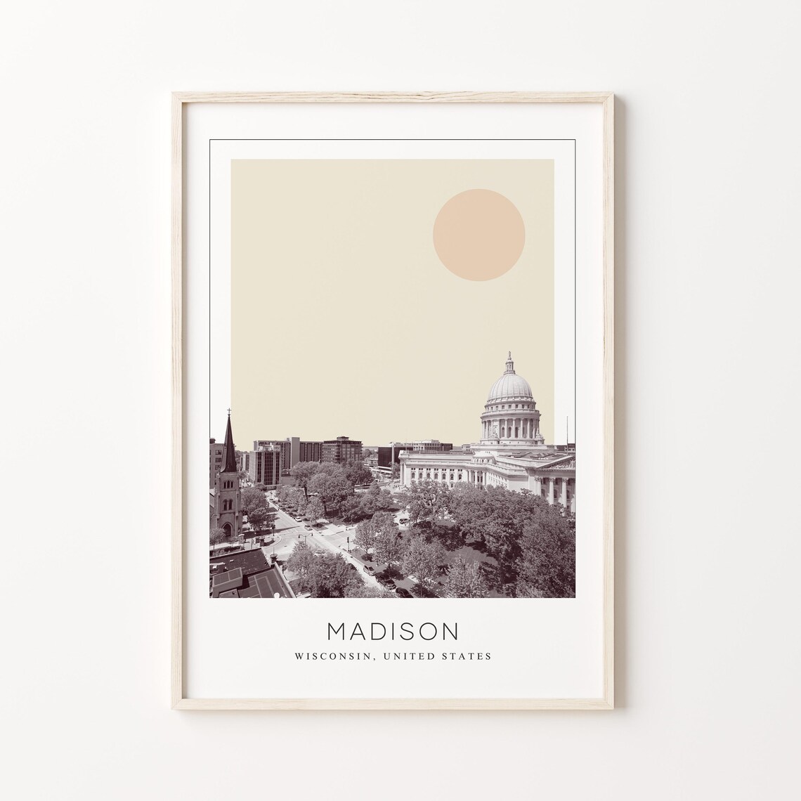 Madison Wisconsin Capitol Dome Skyline Minimalist Travel Poster