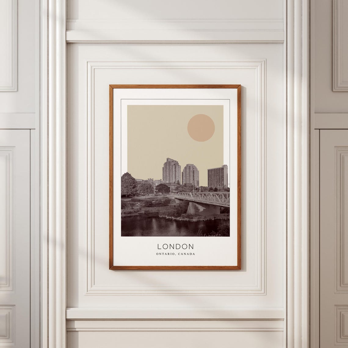 London Ontario River Bridge Skyline Minimalist Travel Poster - Image 2