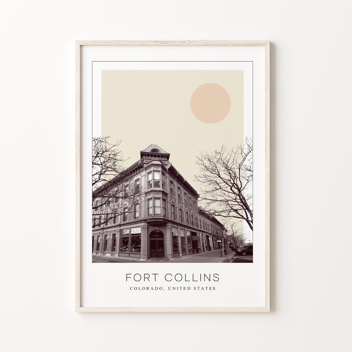 Fort Collins Colorado Historic Downtown Minimalist Travel Poster