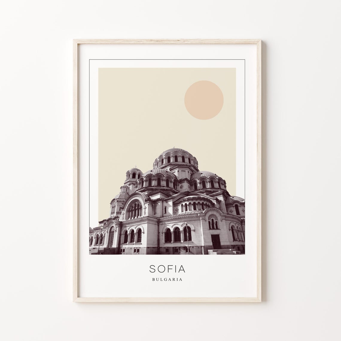 Sofia Bulgaria Grand Domed Cathedral Minimalist Travel Poster