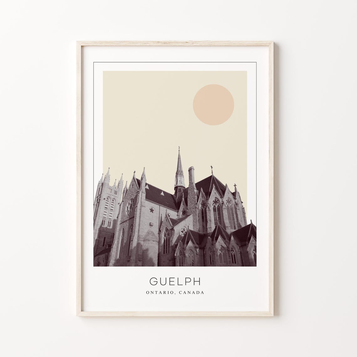 Guelph Ontario Historic Gothic Cathedral Minimalist Travel Poster