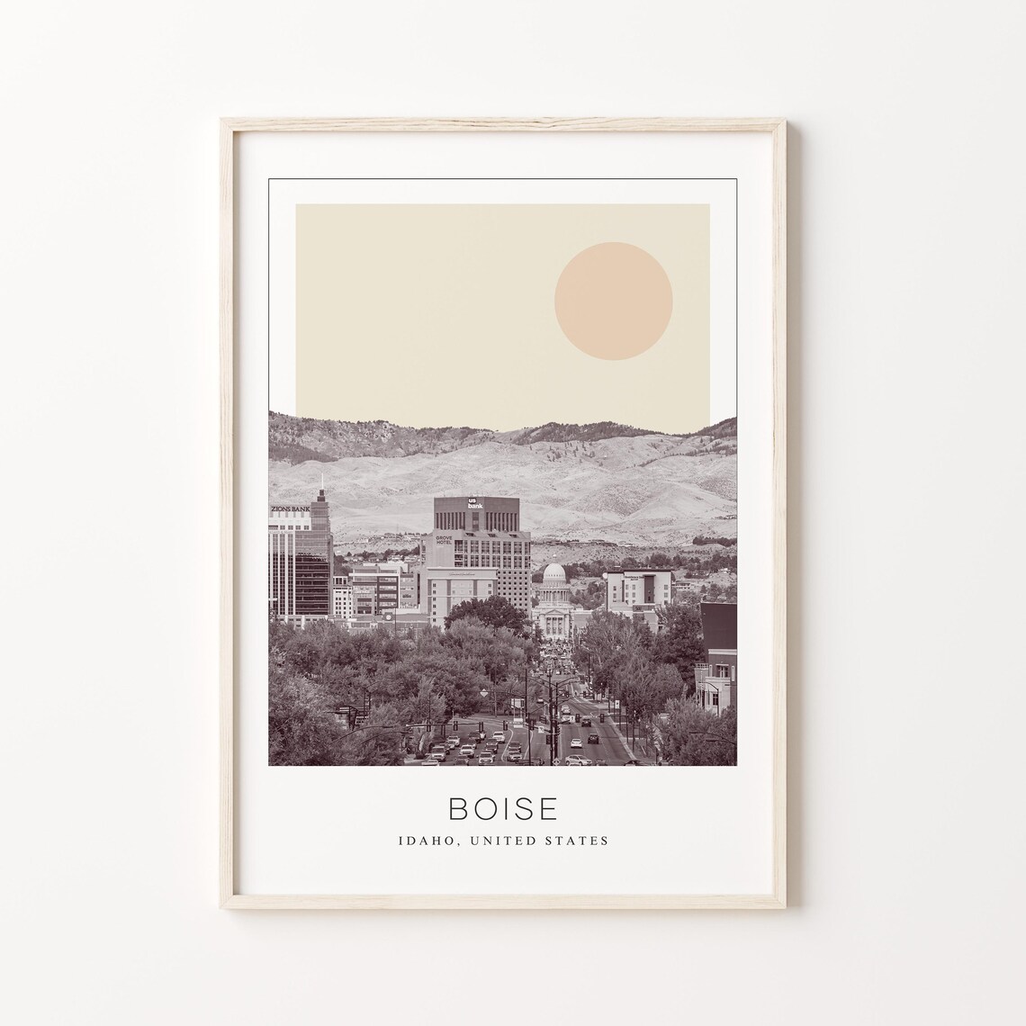 Boise Minimalist Travel Poster, Idaho Art Print