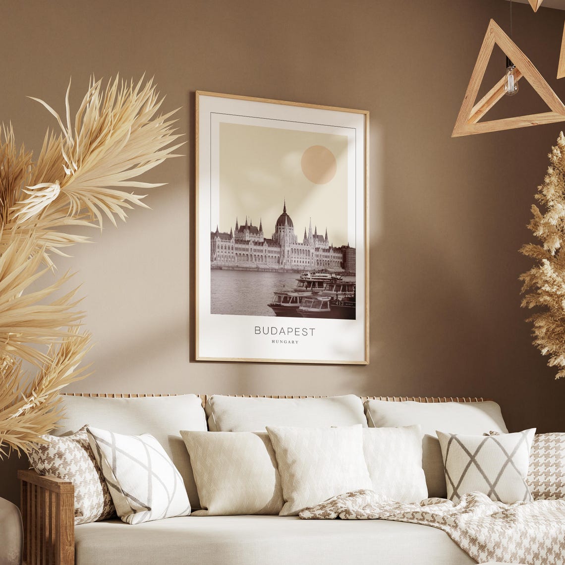 Budapest Parliament and Danube Boats Minimalist Travel Poster - Image 3