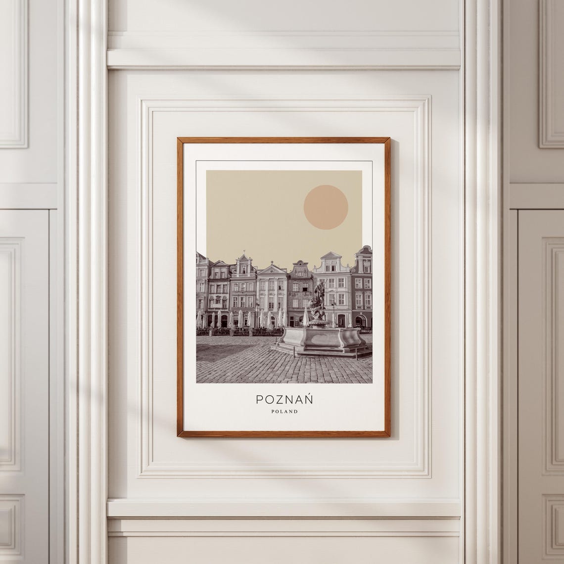 Poznan Poland Old Market Square Fountain Minimalist Travel Poster - Image 2