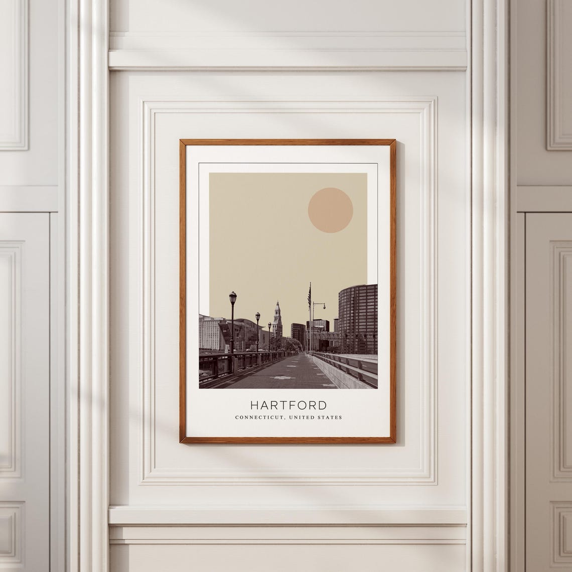 Hartford Connecticut Riverfront Bridge Minimalist Travel Poster - Image 2
