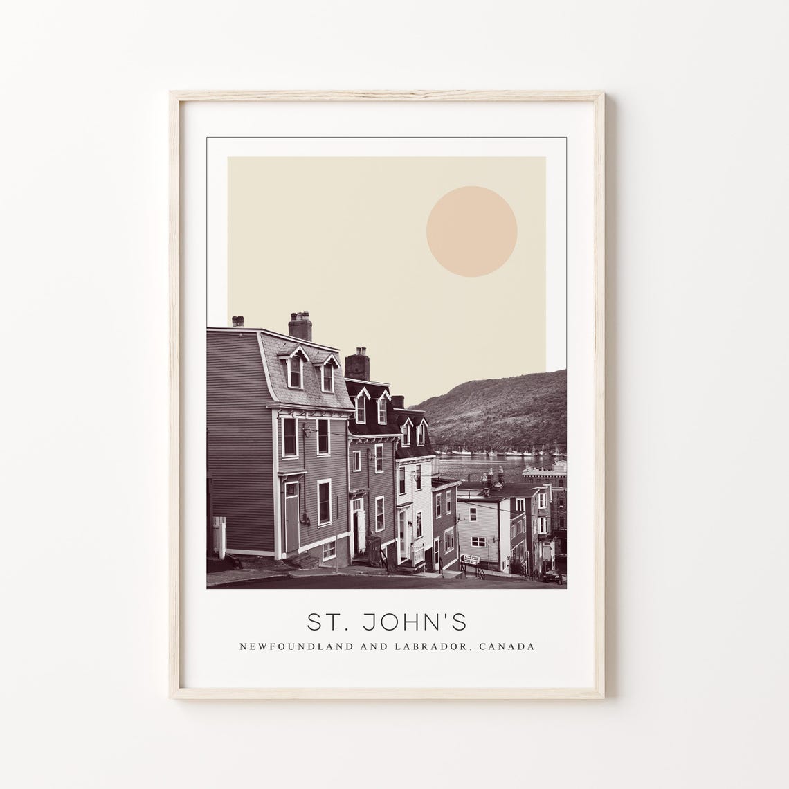 St. John's Newfoundland Harbor Row Houses Minimalist Travel Poster