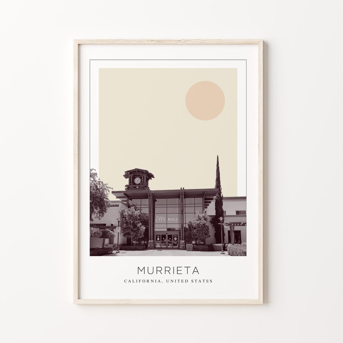 Murrieta City Hall Building Minimalist California Travel Poster
