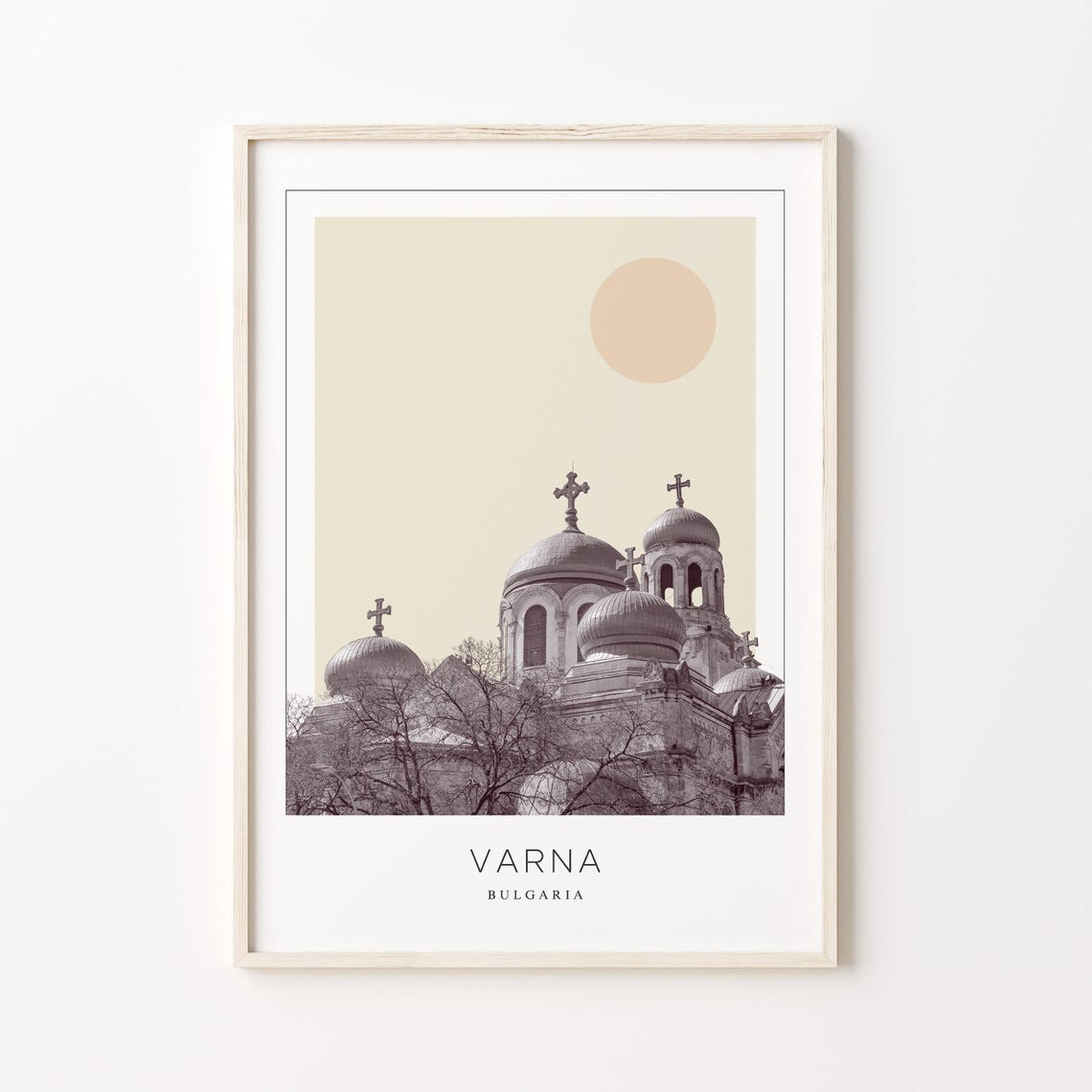 Varna Bulgaria Orthodox Cathedral Domes Minimalist Travel Poster