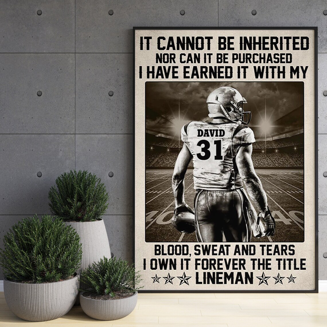 Personalized Football Poster, Lineman Gift Print - Image 3