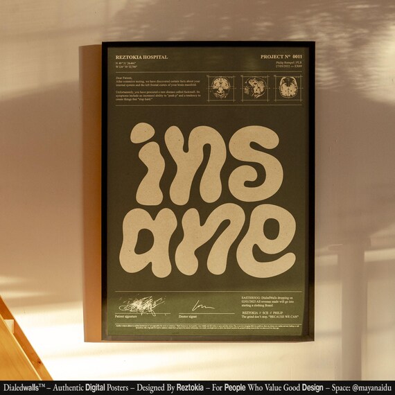 Insane Retro Wall Art Funky Prints Vintage Retro Print Unique Wall Arts Indie Poster Typography Print Creative Poster
