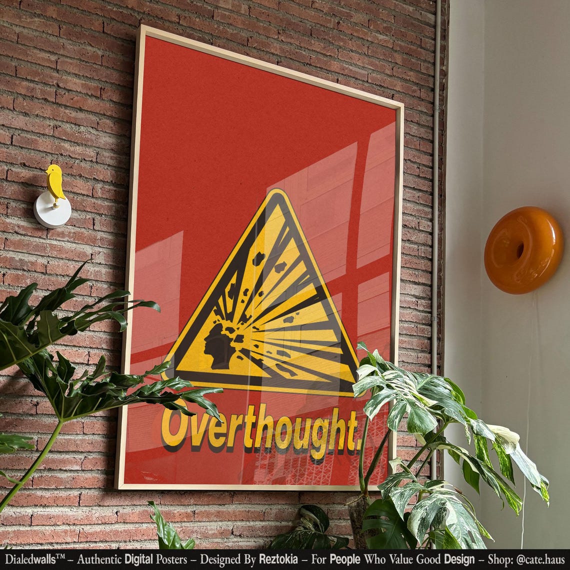 Overthought Poster Retro Wall Art Overthinking Print Large Artwork Creative Conceptual Design Bold Type - Image 2