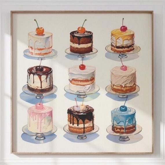Cake Wall Art Food Wall Art Colorful Wall Art Soft Pastel Colors Cake Print Kitchen Wall Decor Wall Art
