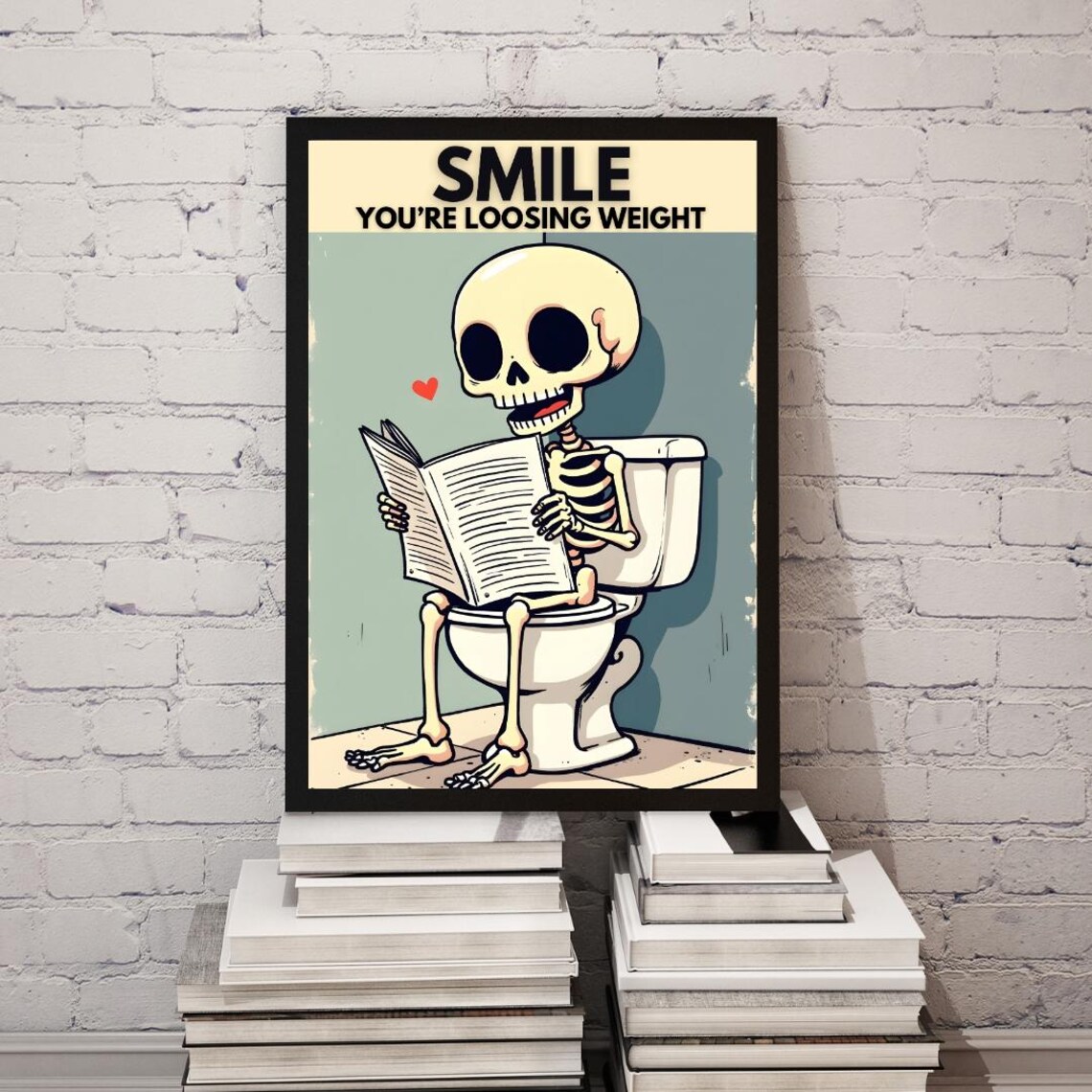 Funny Skeleton Bathroom Wall Art, Humorous Decor - Image 3