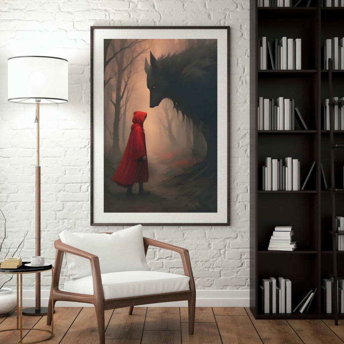 Little Red Riding Hood Big Bad Wolf Art Print - Image 2
