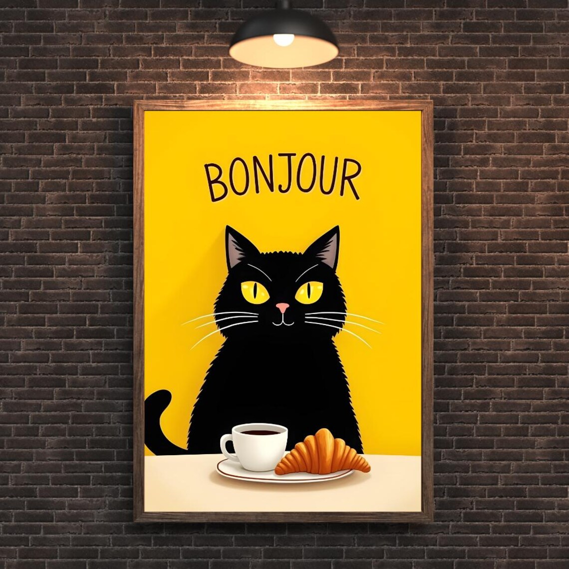 Bonjour Black Cat, French Themed Illustration - Image 5