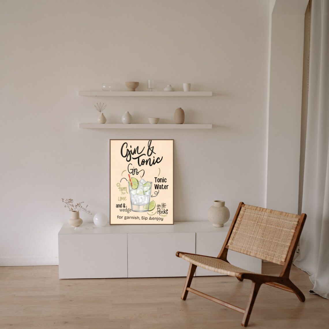 Gin Tonic Minimalist Bar Decor, Wall Art Print - Image 3