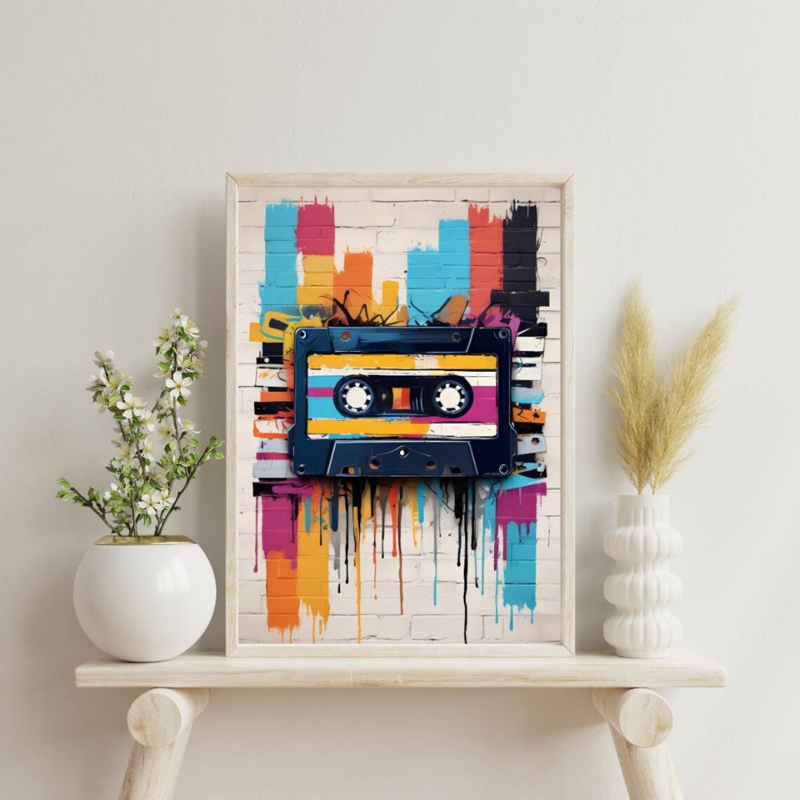 Vintage Retro Cassette Tape Poster, Music Lover
