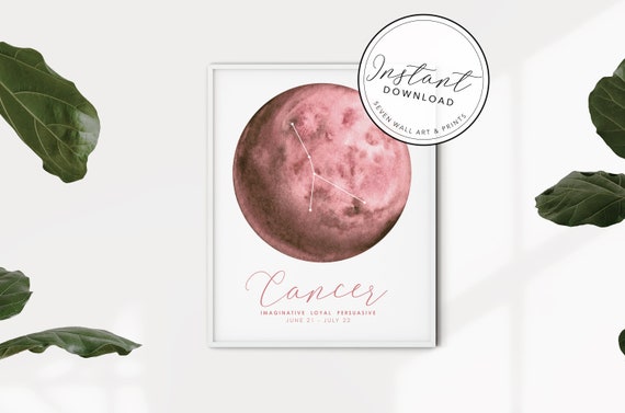 Personalised Zodiac Starsign Wall Art Cancer Star Sign Horoscope Zodiac Print Personalised Constellation Art Print Zodiac Nursery Gift