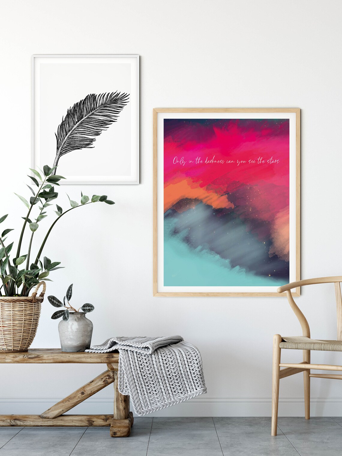 Only In The Darkness Can You See The Stars Watercolor Quote Poster - Image 3