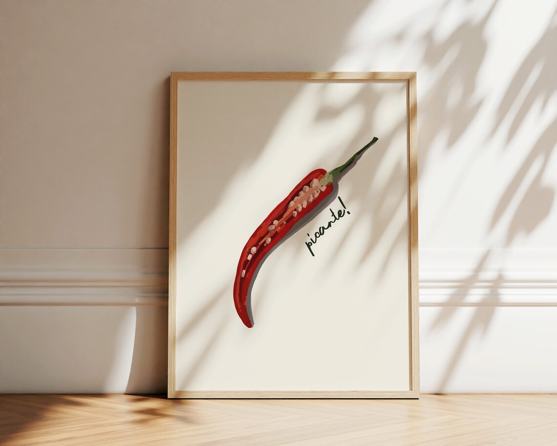 Chilli Pepper Retro Minimalist Kitchen Art Print