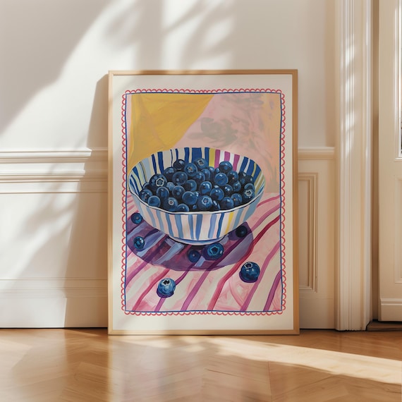 Blueberries Poster Fruit Market Print Marche Aux Fruits Poster Vintage Food Print Kitchen Decor Trendy Kitchen Wall Art