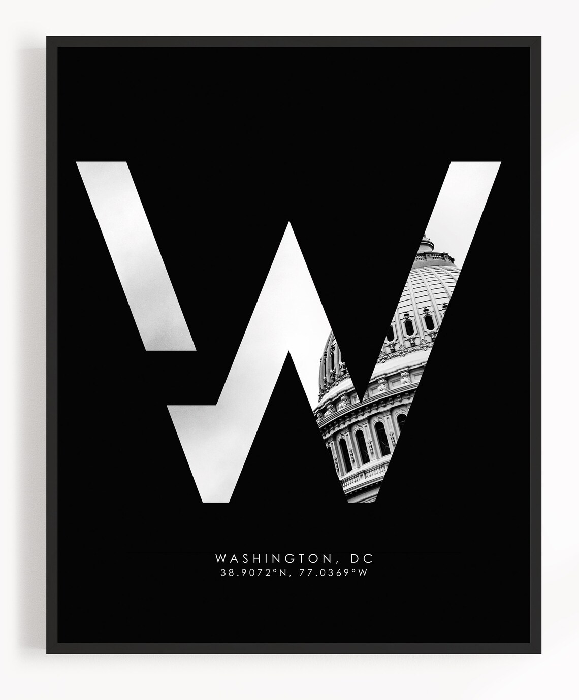 Washington DC Black White Travel Poster, Capitol - Image 3