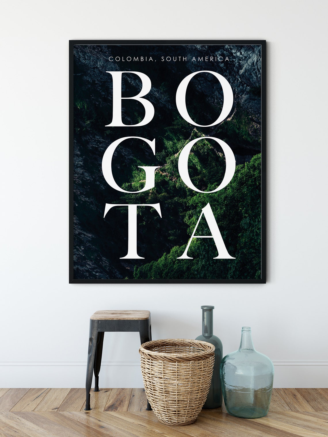 Bogota Colombia South America Bold Typography Andes Green Wall Poster - Image 2