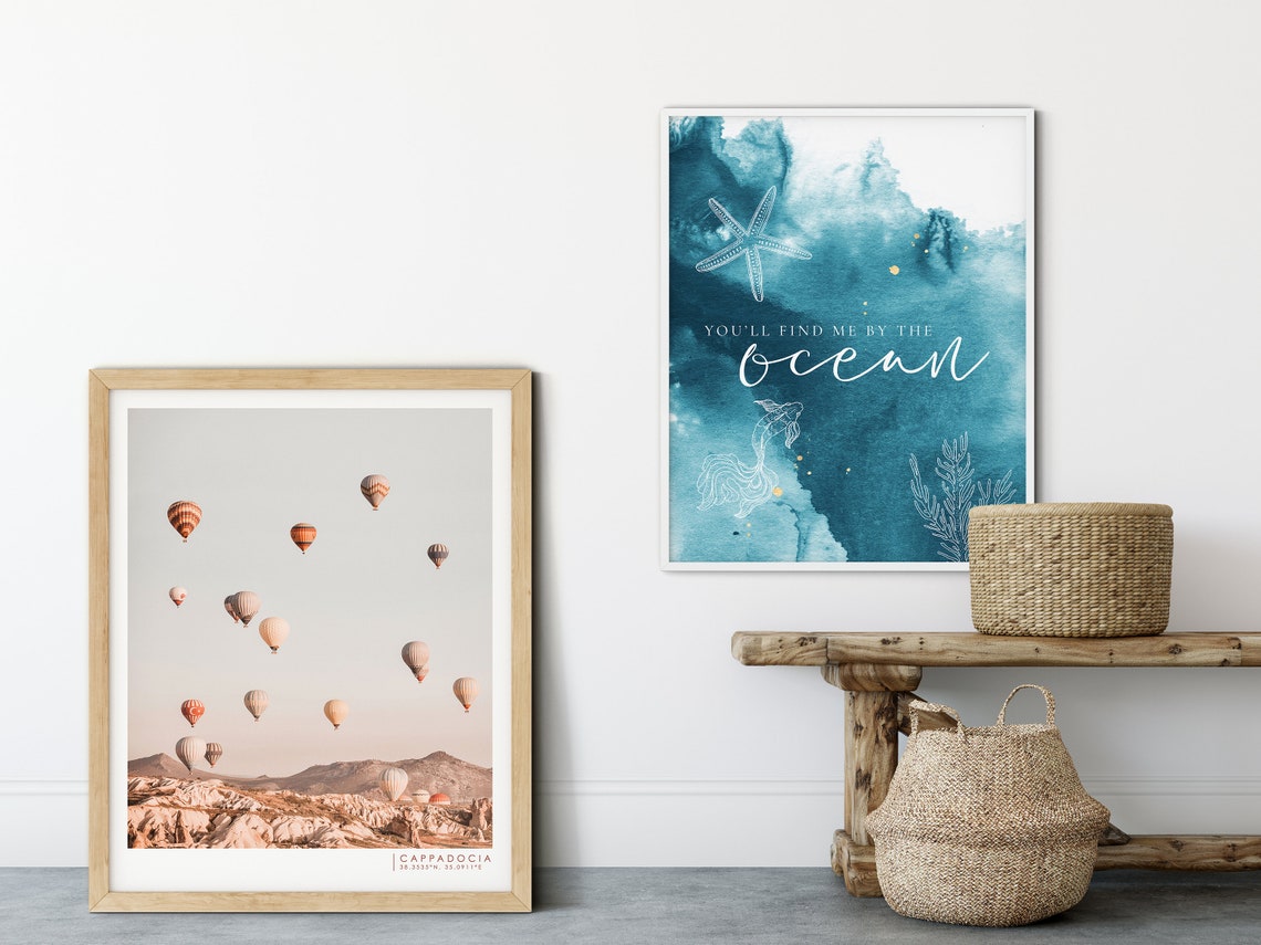 Find Me By The Ocean Teal Watercolor Coastal Quote Nautical Poster - Image 3