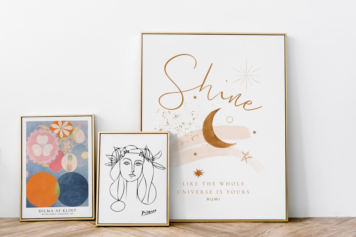 Shine Like The Whole Universe Is Yours Rumi Gold Moon Quote Poster - Image 4